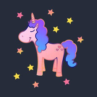 Pretty Colorful Pastel Kawaii Unicorn Stars Pastel Goth Unicorn T-Shirt