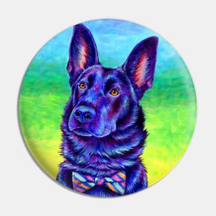 Vibrant Black German Shepherd Dog Pin