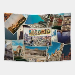 Greetings from Madrid in Spain vintage style retro souvenir Tapestry