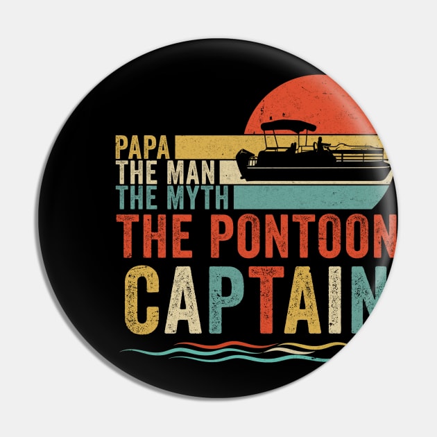 Mens Pontoon Grandpa Captain Retro Funny Boating Fathers Day Gift