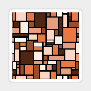 Orange Brown Square and Rectangle Geometric Patterns - Disco Vibes Magnet