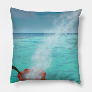 Steaming Vessel By The Ocean Pillow