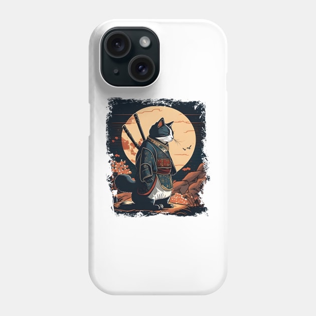 Japanese Cat Samurai Katana Catana - Love Cats Phone Case by Lisa L. R. Lyons