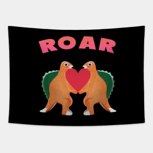 Cute Dinosaur Backtoschool Quote Roar Heart Pink Tapestry