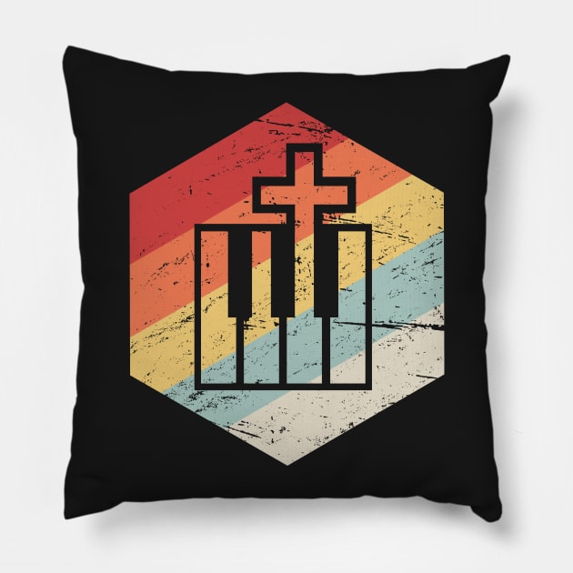 Keyboard And Cross | Retro Christian Musician Pillow by MeatMan