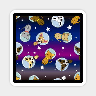 Cute Space Cats And Dogs Background Pattern Seamless Magnet