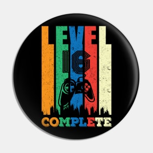 16th Birthday Level 16 Complete Gamer Gift Pin