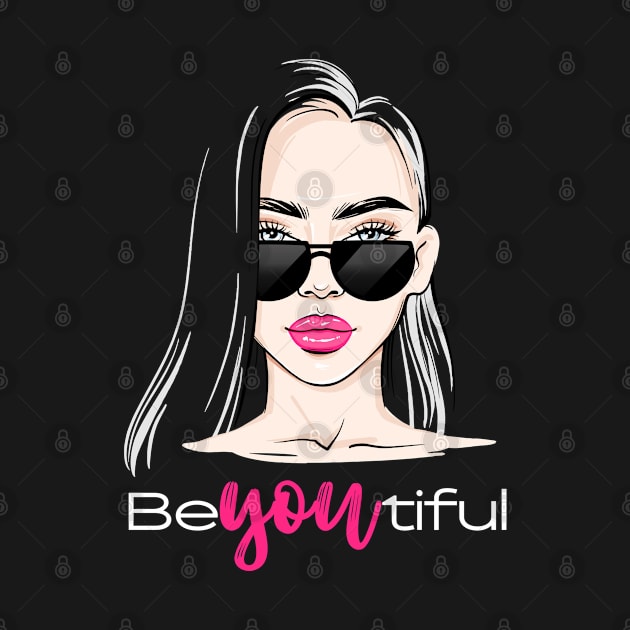 Be-YOU-Tiful - Beautiful, Motivational Phrase Positive Quote by Mimielita