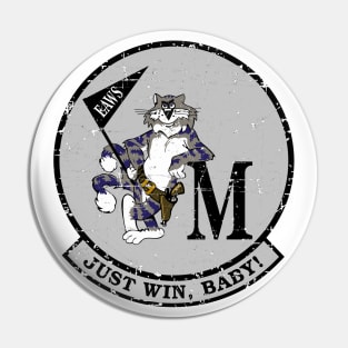 F-14 Tomcat - Just Win, Baby - Silver - Grunge Style Pin