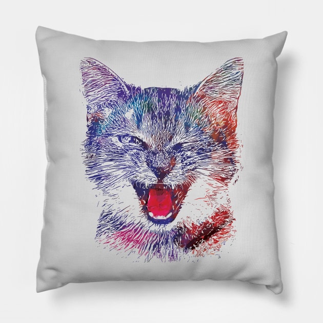 Laughing Cat Pillow by beyoutifulzone