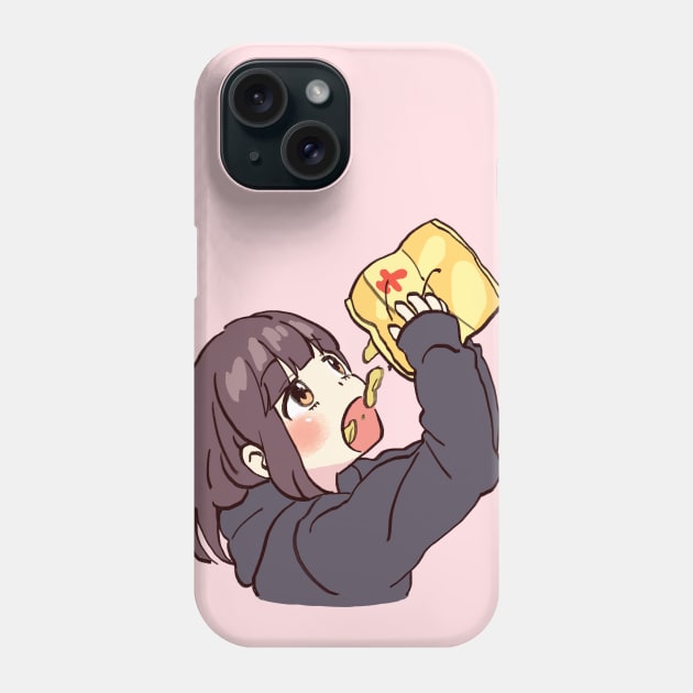 I draw cute anime girl eating chips / Menhera Shoujo Kurumi-chan Phone Case by mudwizard