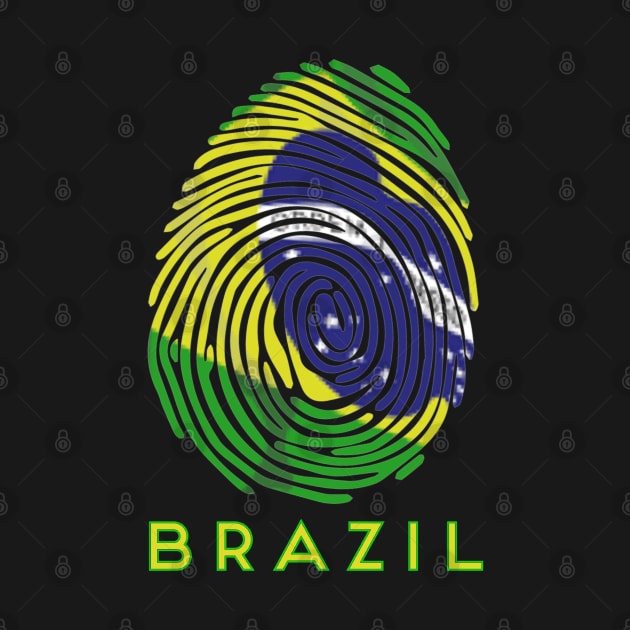 Brazil Flag Fingerprint by Contentarama