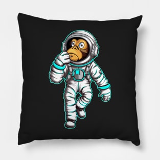 Astraminals Cartoon Monkeynaut Blue Pillow