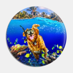 Dog Swimming In Ocean At Beach Pin