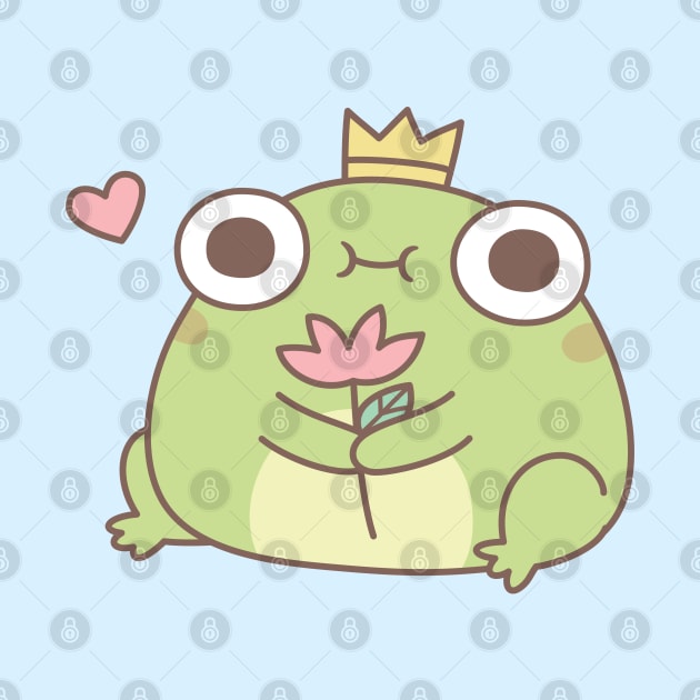 Cute Little Frog Prince Holding Flower by rustydoodle