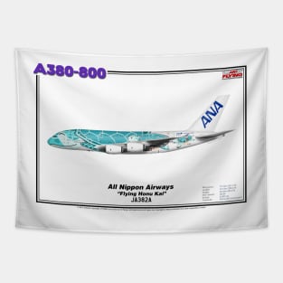 Airbus A380-800 - All Nippon Airways "Flying Honu Kai" (Art Print) Tapestry