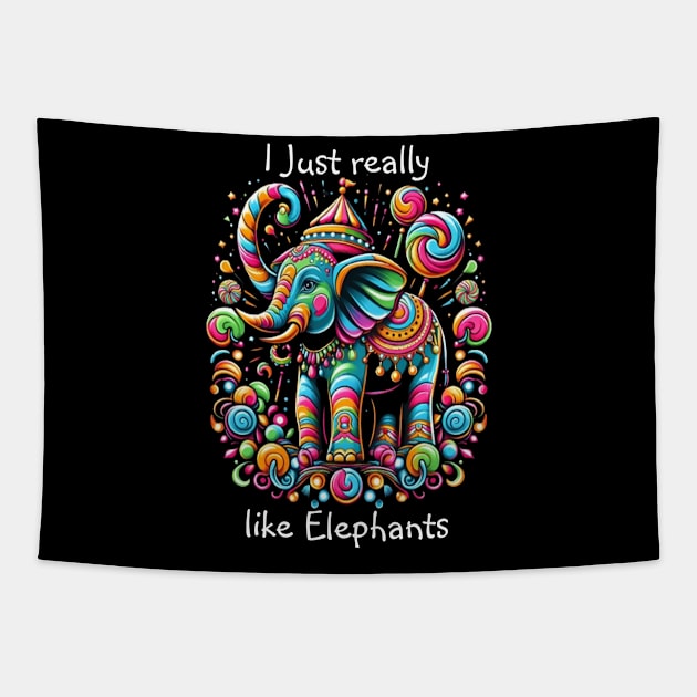 Vibrant Elephant Wearing a Whimsical Hat Tapestry by coollooks