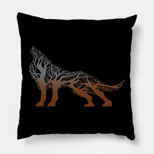 Wolf tree blend cute cool colorful Pillow