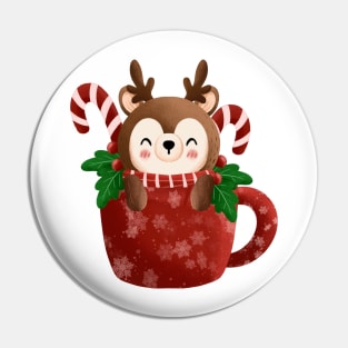 Reindeer Christmas cup Pin