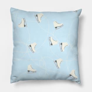 Ice Skates on Ice Blue Ice Pillow