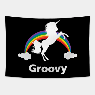 Groovy Rainbow Unicorn Design Tapestry