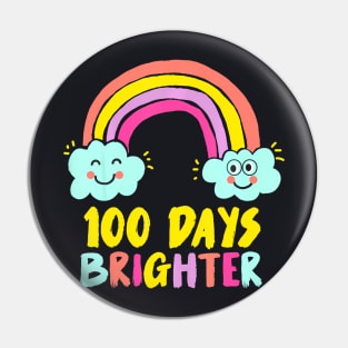 100Th Day Of School Teacher 100 Days Brighter Rainbow Pin