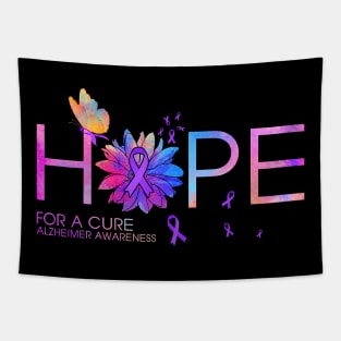 Hope For A Cure Alzheimer Awareness Flower Butterfly Gift Tapestry