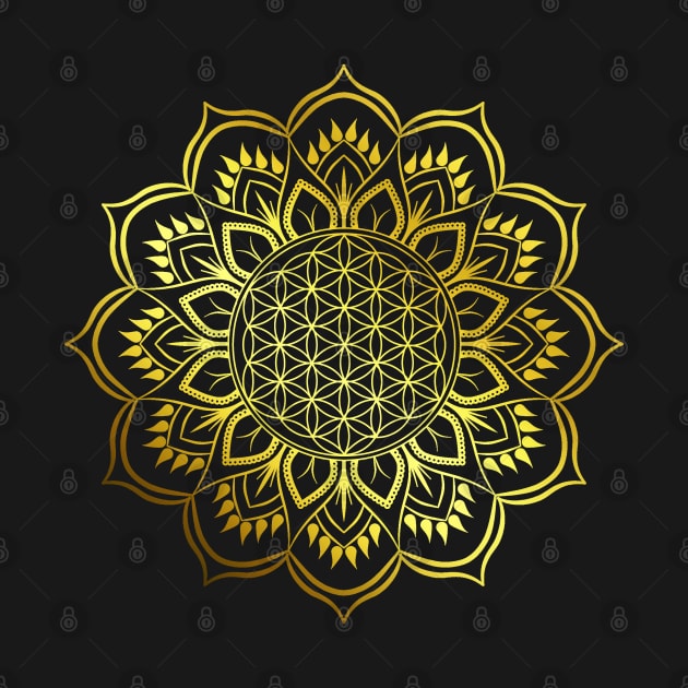 Flower of life Gold Mandala by Bluepress