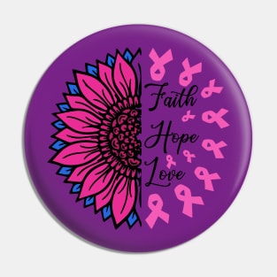 Breast Cancer Sunflower Pin