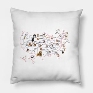 Blue Red Patriotic United States Dog Map Poster Pillow