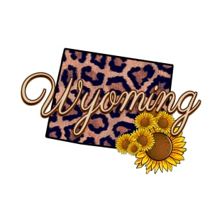 Wyoming State Leopard Print Sunflower Pride T-Shirt