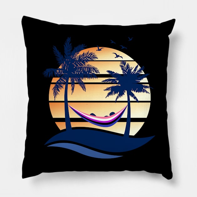 Genderfluid Pride Hammock Summer Beach Sunset Pillow by wheedesign