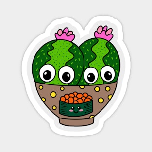 Cute Cactus Design #279: Cute Cacti In Fish Egg Sushi Bowl Magnet