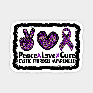 Peace Love Cure Cystic Fibrosis Awareness Magnet