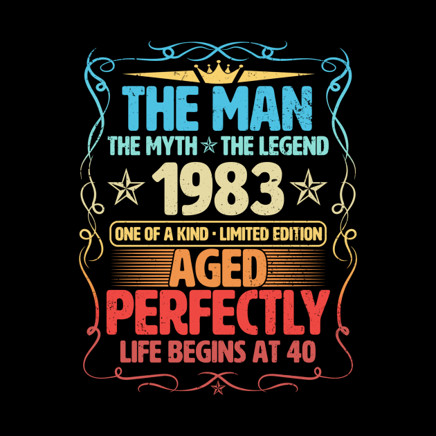 The Man 1983 Aged Perfectly Life Begins At 40th Birthday by Foshaylavona.Artwork