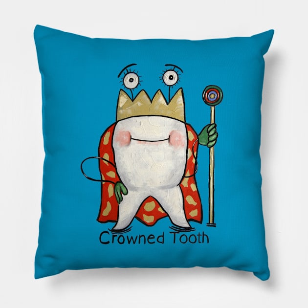 Crowned Tooth Pillow by Anthony R Falbo