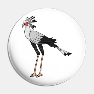 Secretary bird cartoon illustration Pin