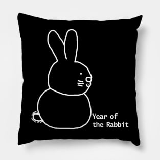 Year of the Rabbit White Line Pillow