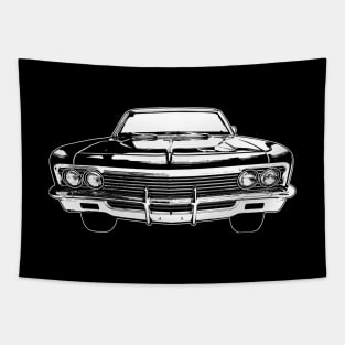 White 1966 Chevy Impala SS Sketch Art Tapestry