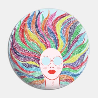 woman with colored hair Pin