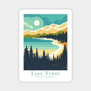 Abstract Retro Lake Tahoe Vintage Travel Poster Magnet