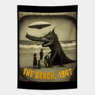 The Beach, 1947: Retro Science Fiction Alien Photography Tapestry