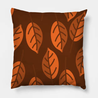 Orange leaves on brown background pattern Pillow
