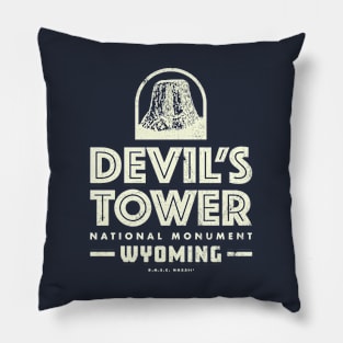 Vintage Devil's Tower National Monument Pillow