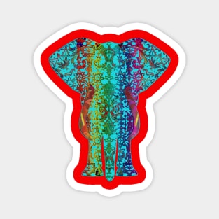 Rainbow Blue Elephant On Red V.2 Magnet