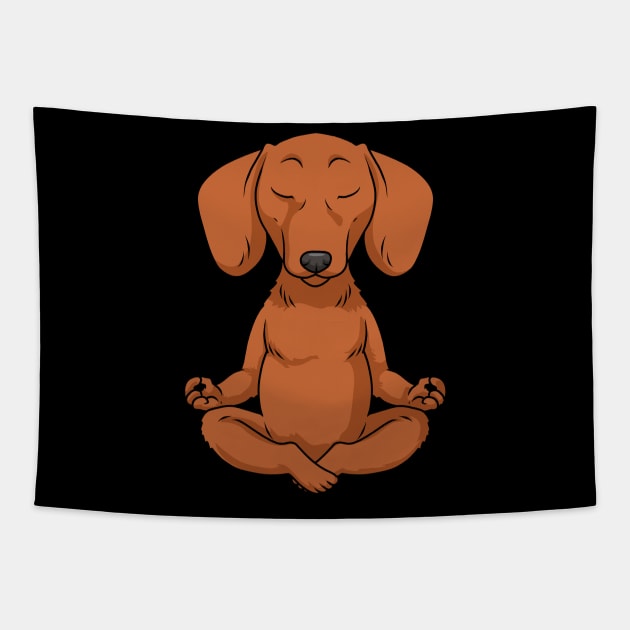 Dachshund Gift Women Weiner Dog Shirt Yoga Gift Meditation Tapestry by PomegranatePower