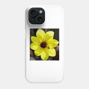 Yellow Dahlia Flower with Ladybug Phone Case