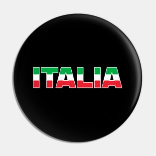 Italia Lettering Word Italian Flag Pin