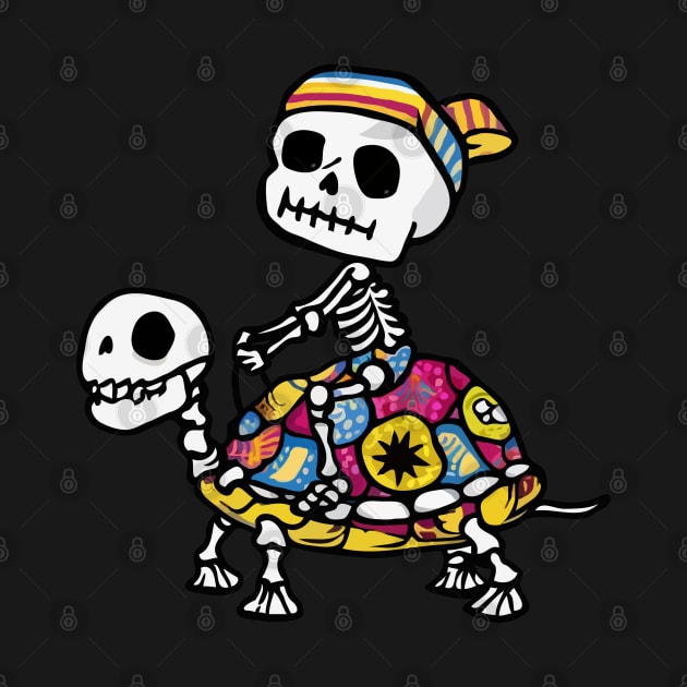 Skeleton Riding Turtle by Nightmare Tee