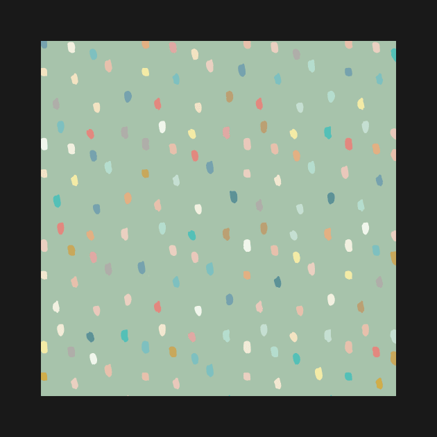 Cute Multicolor Dotty Pattern On Sage Green by Cato99